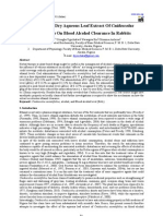 Effect of The Dry Aqueous Leaf Extract of Cnidoscolus Aconitifolius On Blood Alcohol Clearance in Rabbits