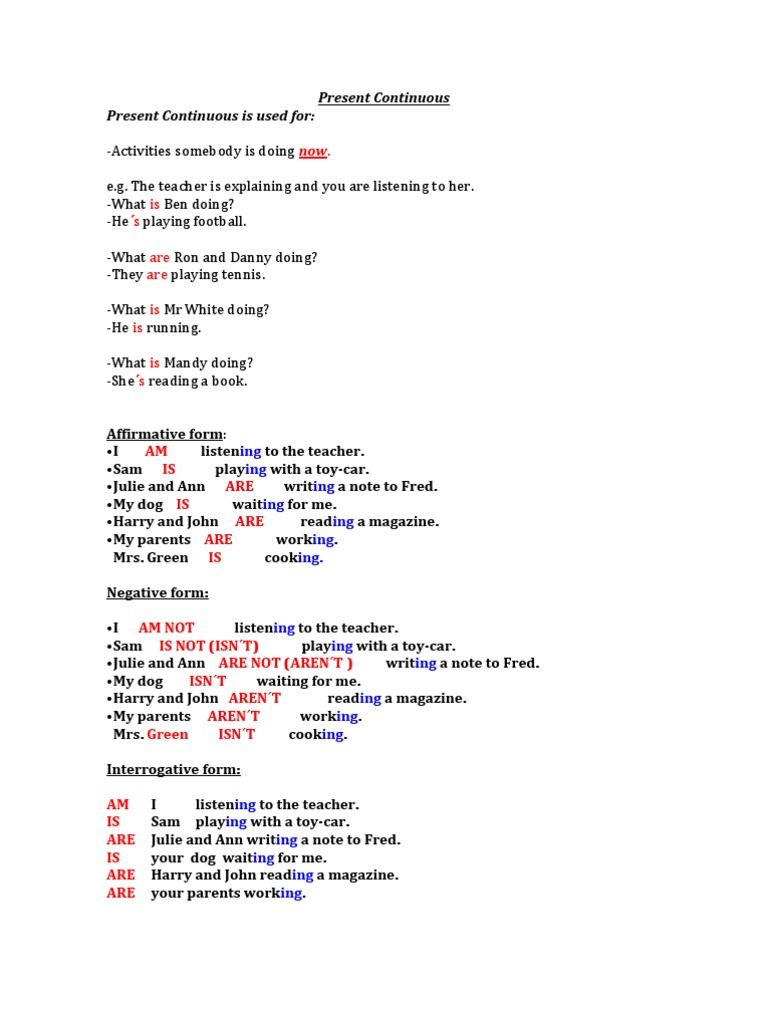 Understanding Present Continuous Tense | PDF