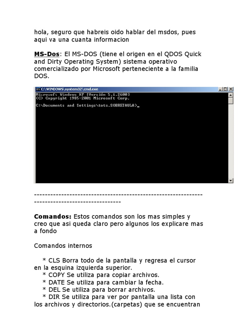 MS Dos | PDF | Archivo de computadora | Datos
