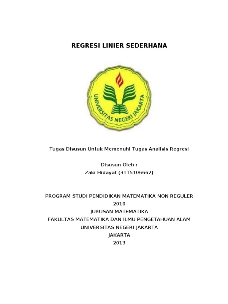 Makalah Analisis Regresi Linier Sederhana Zaki Hidayat