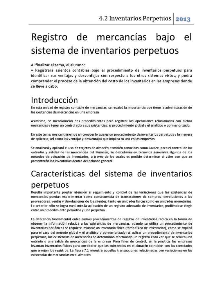 4.2 Registro de Mercancias Bajo El Sistema de Inventarios