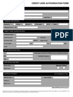 Credit Card Authorisation Form