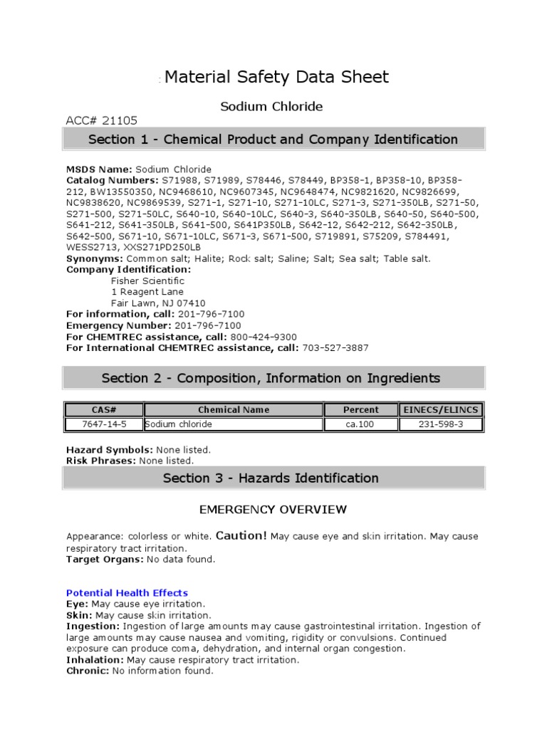 Material Safety Data Sheet PDF Sodium Hydroxide Water