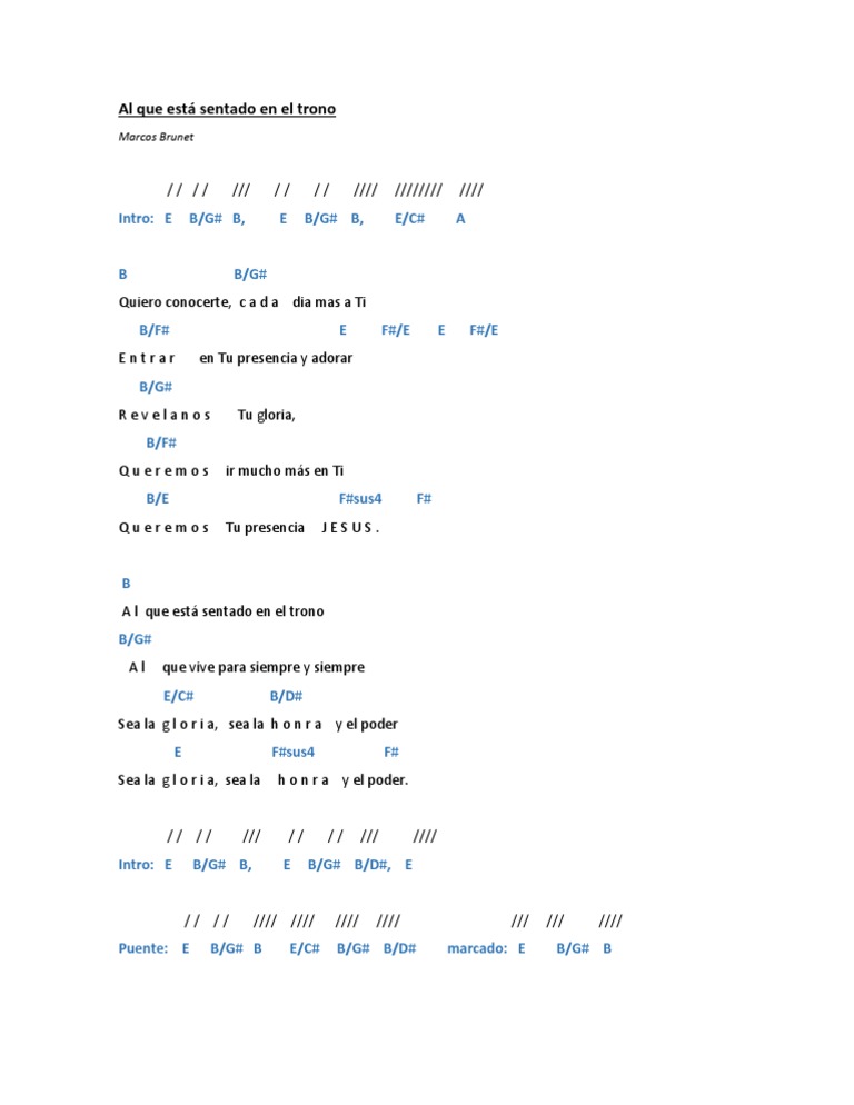 Acordes Mbrunet Al Que Esta Sentado En El Trono
