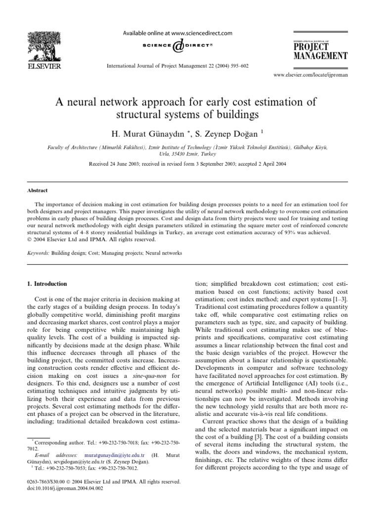 Neural Network Cost Estimation for Buildings | PDF | Mean Squared Error ...