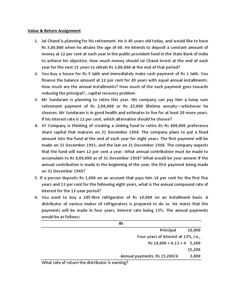 Value & Return | PDF