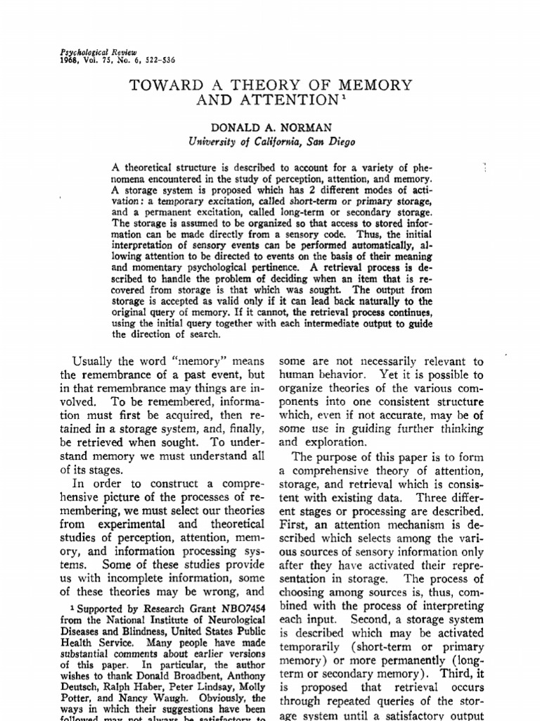 Memory and Attention Theory Overview | PDF | Memory | Recall (Memory)