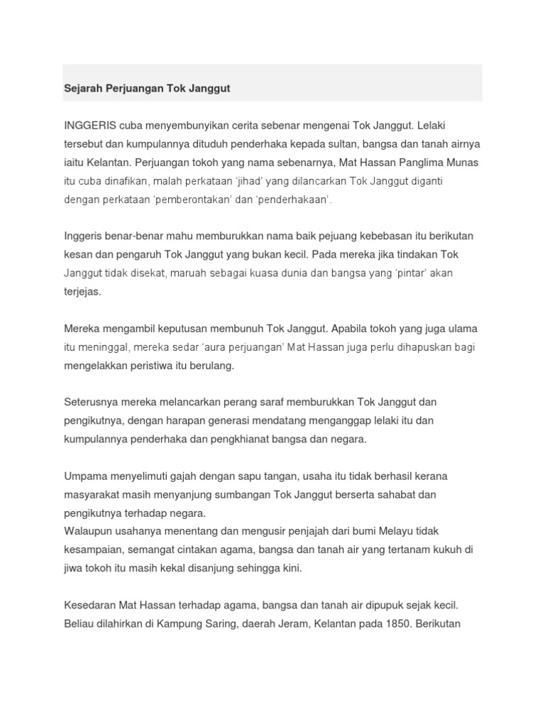 Sejarah Perjuangan Tok Janggut Pdf