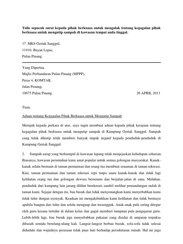 Surat Kiriman Tidak Rasmi Format Upsr - Cangkruk d