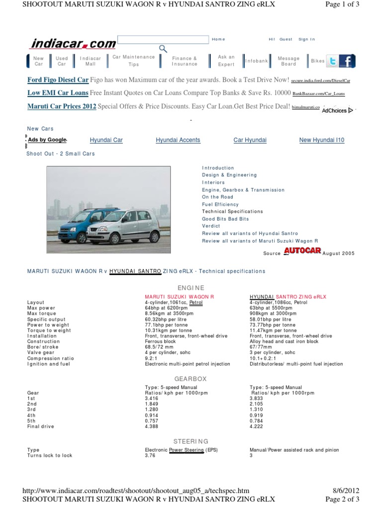 Wagon R Vs Santro Xing PDF Transmission (Mechanics) Manual