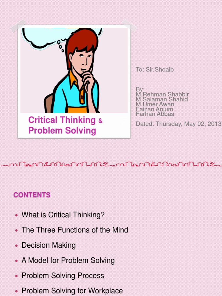 Critical thinking and problem solving - pdf image