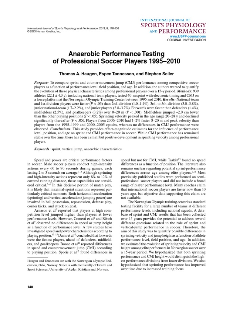 Anaerobic Testing Football - Males | PDF | Coefficient Of Determination ...