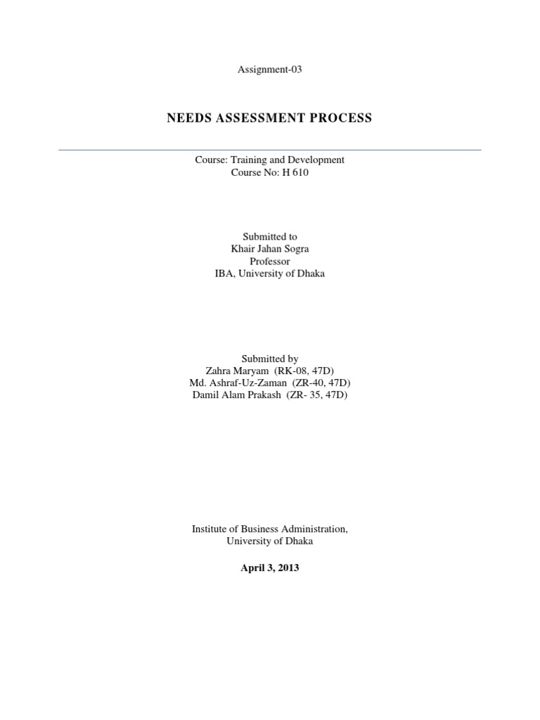 Training and Development Case Study PDF Needs Assessment Employment