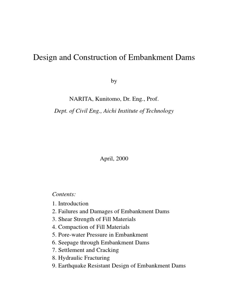 Design and Construction of Embankment Dams | PDF | Soil Mechanics | Dam