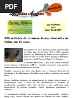 336 milhões de crianças foram abortadas na China em 40 anos