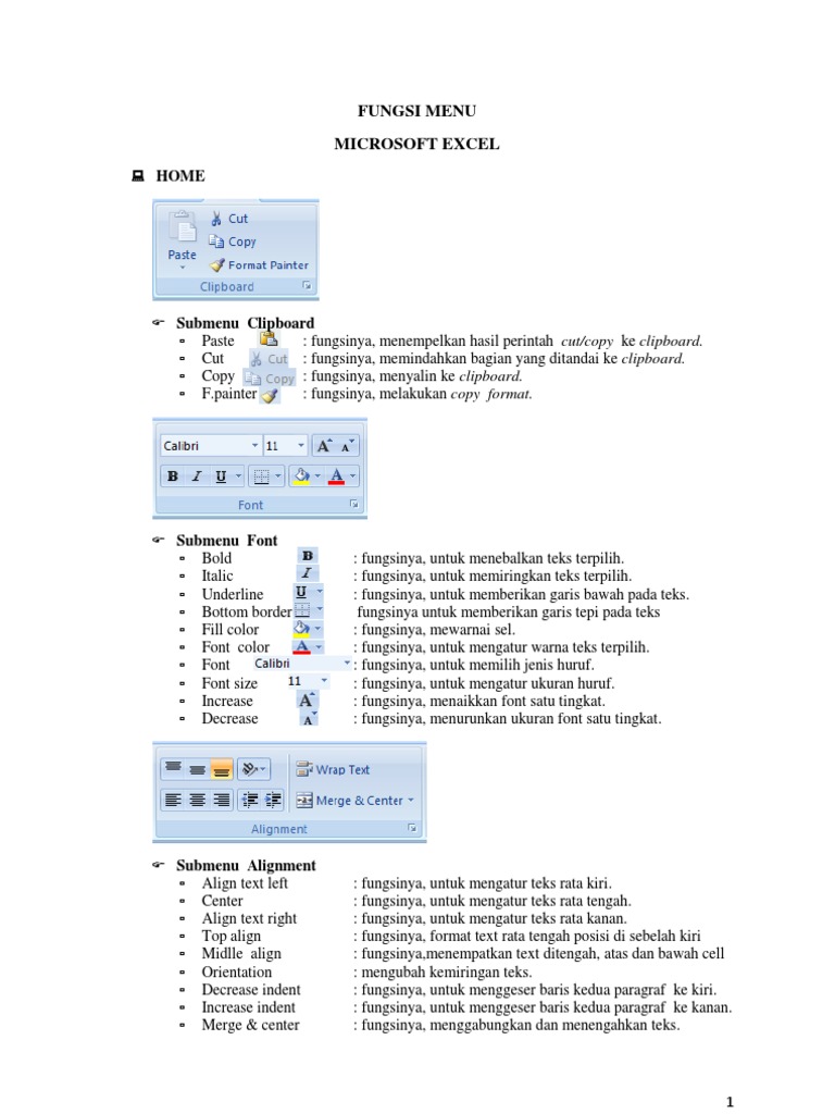 Fungsi Menu Microsoft Excel