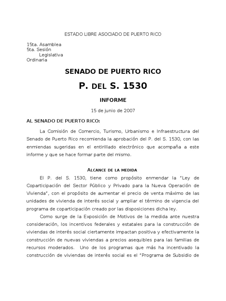 Senado de Puerto Rico: Informe | PDF