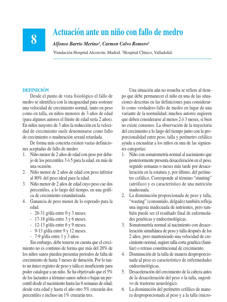 Actuación Ante Un Niño Con Fallo de Medro | PDF | Dieta | Enfermedad ...