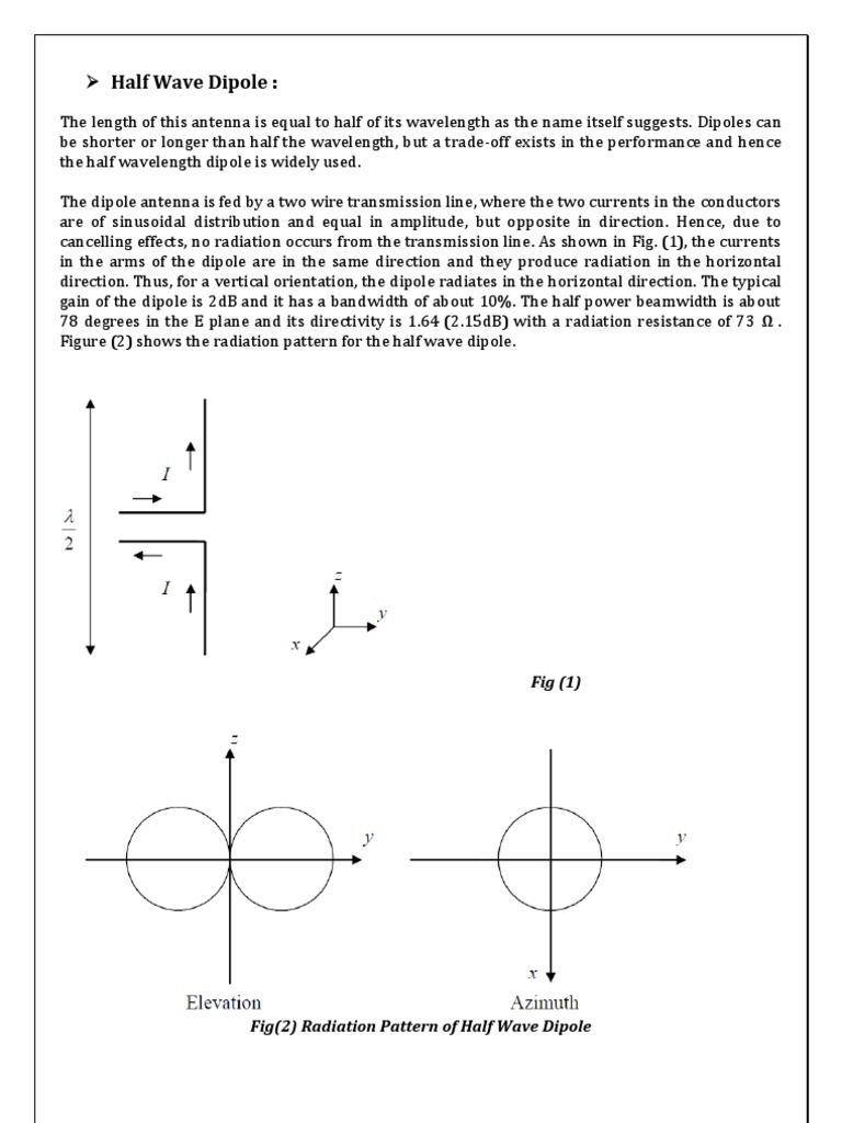 Half Wave Dipole | PDF | Antenna (Radio) | Polarization (Waves)