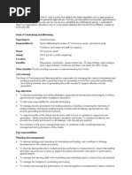 Head of Fundraising and Marketing 2010 Job Description