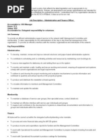 Admin and Finance Officer 2008 Job Description