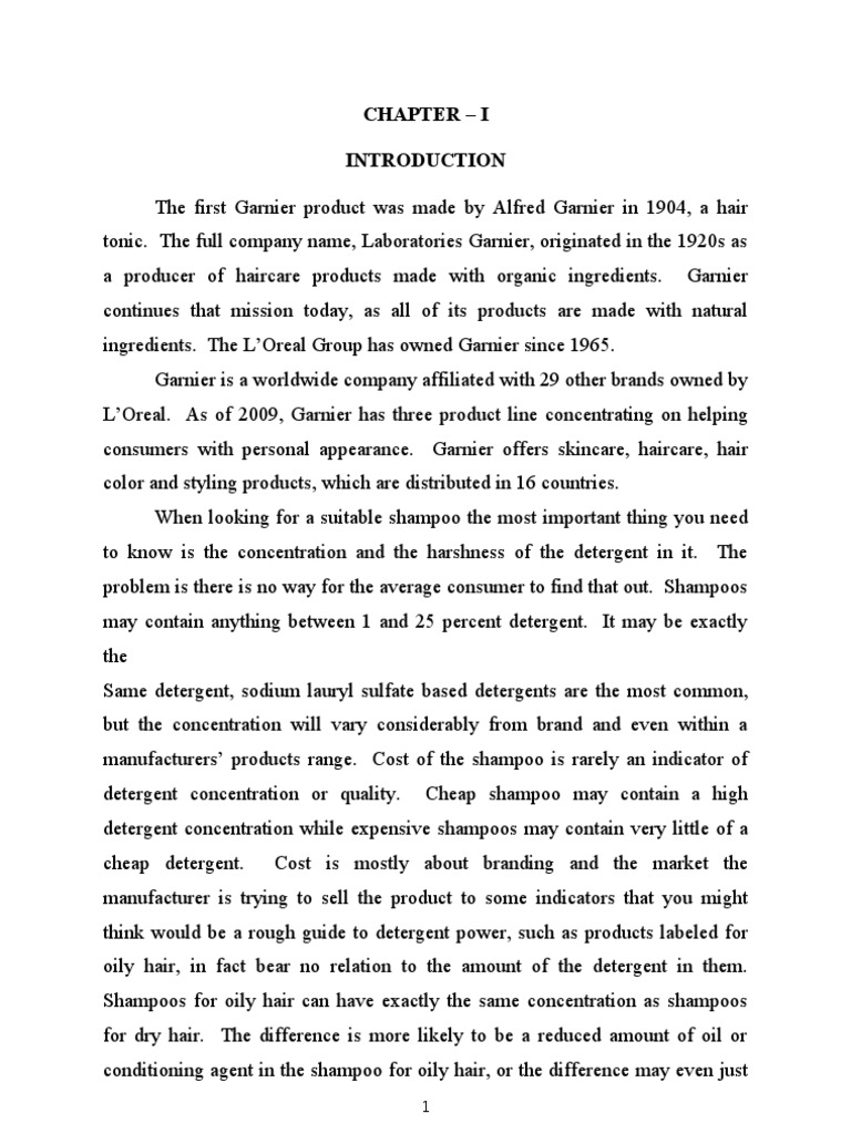 Garnier Shampoo PDF Shampoo Research Design