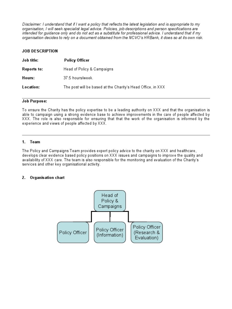 Policy Officer 2009 Job Description Evidence Based Medicine Expert
