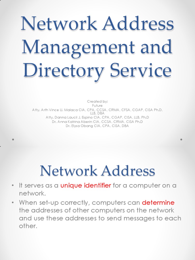 Network Address Management and Directory Service | PDF