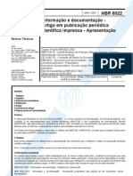 NBR 6022 - Itens Para Artigos Em Publicacao Periodica Cientifica Impressa