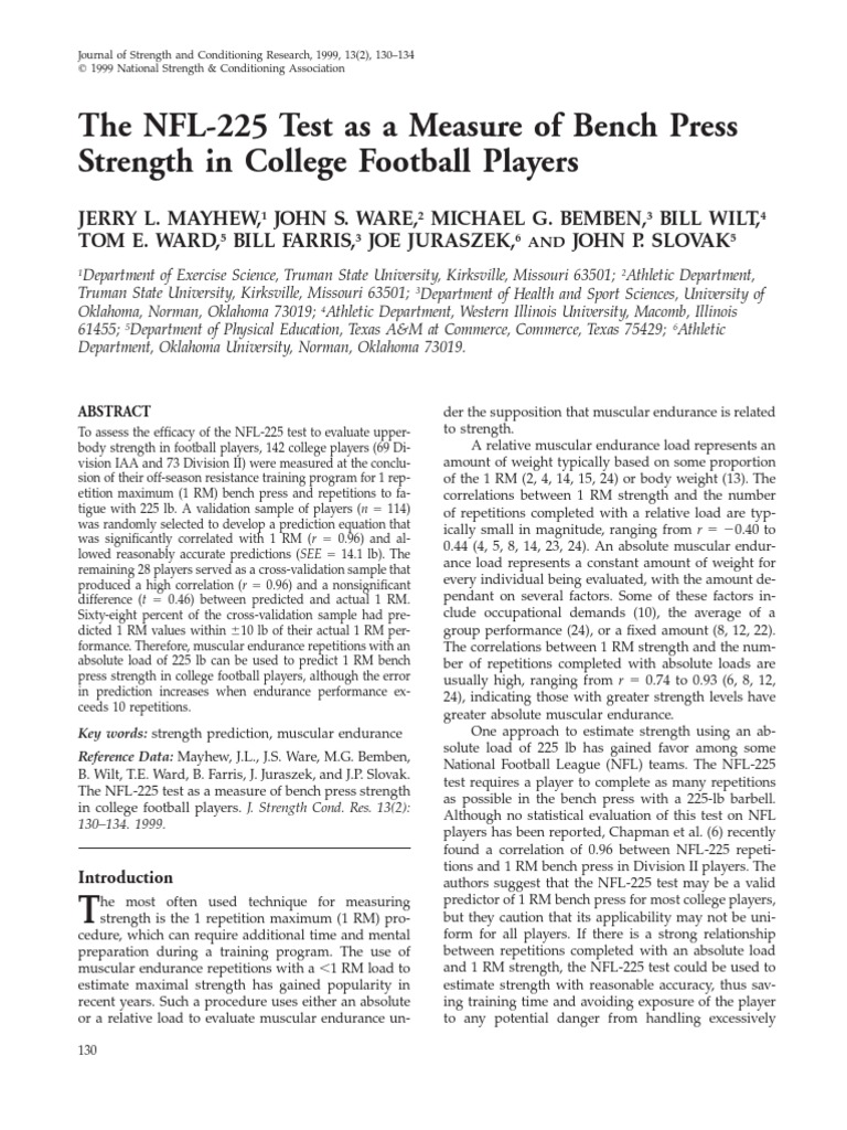 Jounal The Nfl 225 Test Cross Validation Statistics Standard
