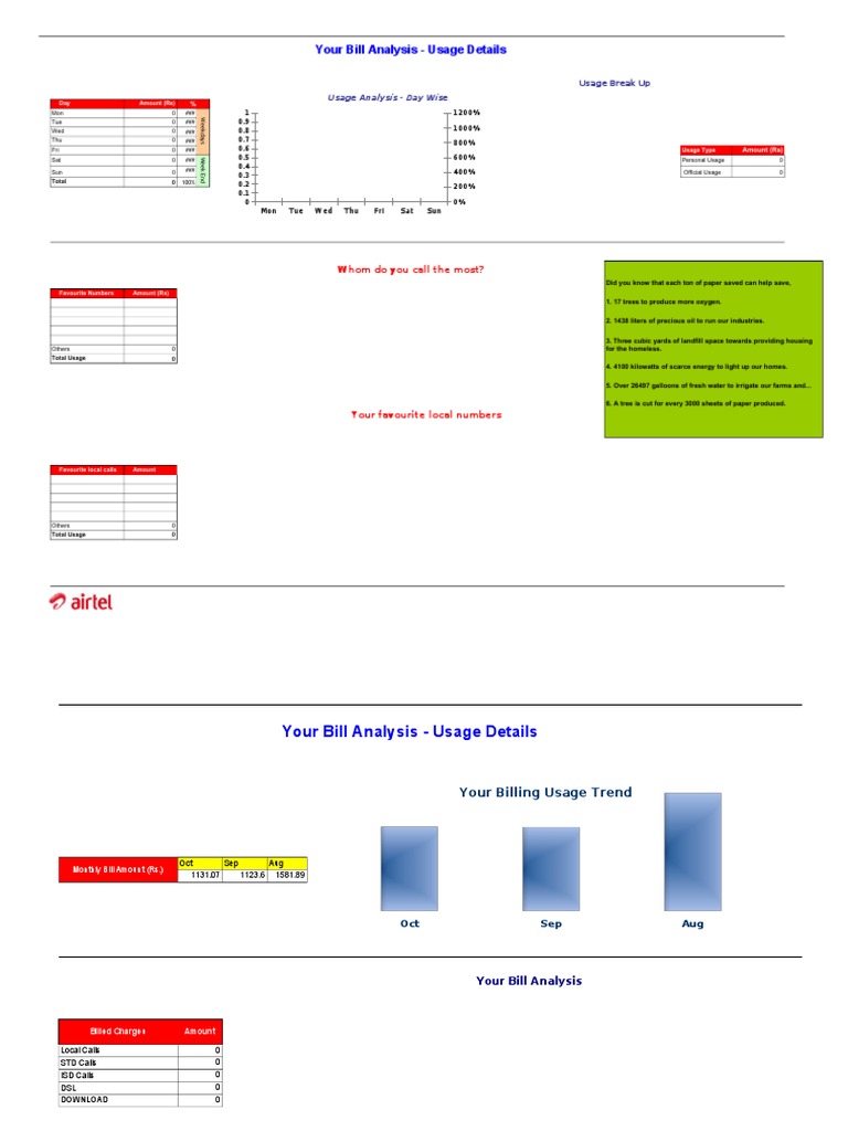 Monthly Bill Usage Analysis Report | PDF | Home & Garden | Science ...