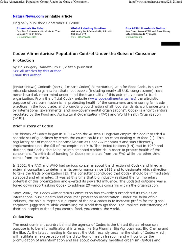 Codex Alimentarius: Food Control Agenda | PDF