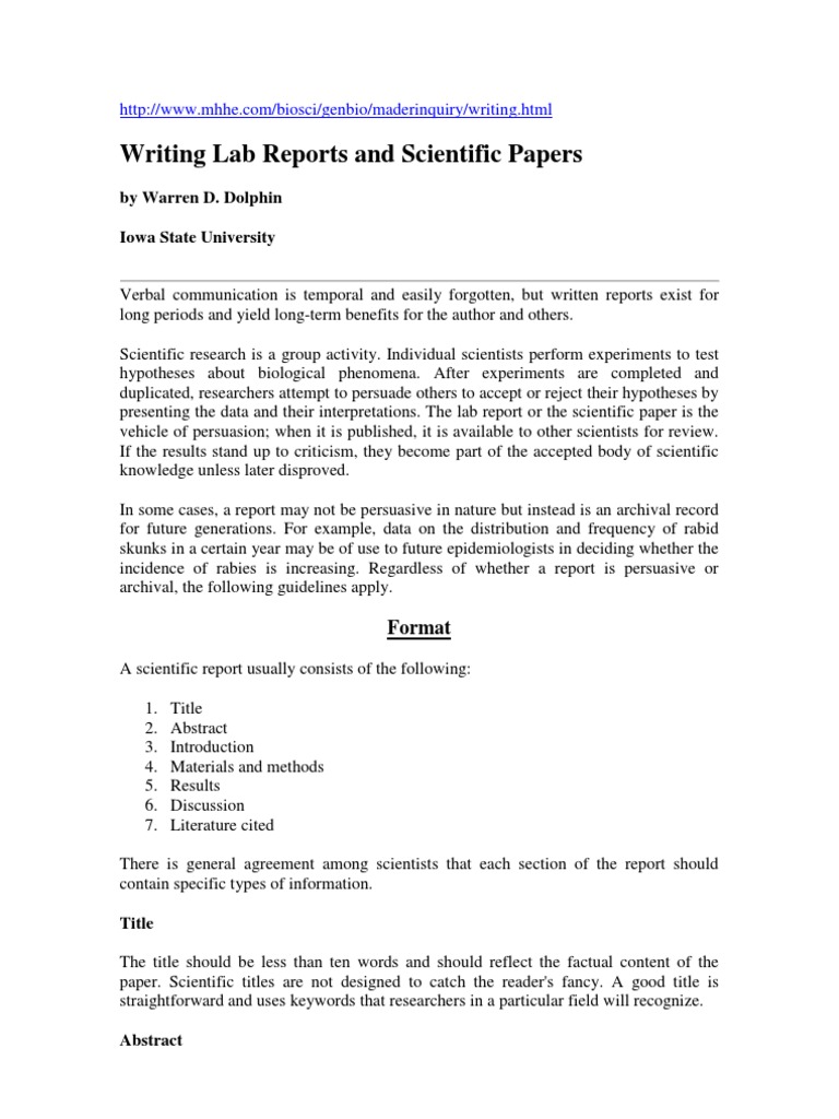 Scientific Report Writing Guidelines | PDF | Experiment | Abstract ...