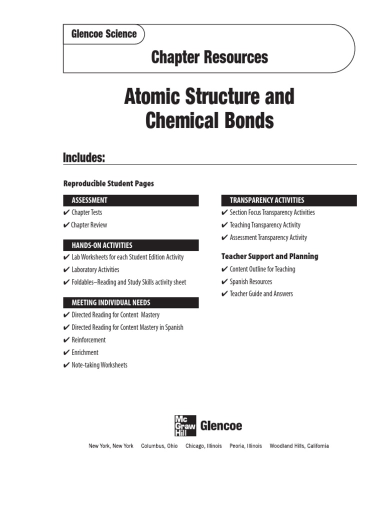 worksheet Glencoe Physical Science Worksheets atomic structure chemical bonds bond molecules