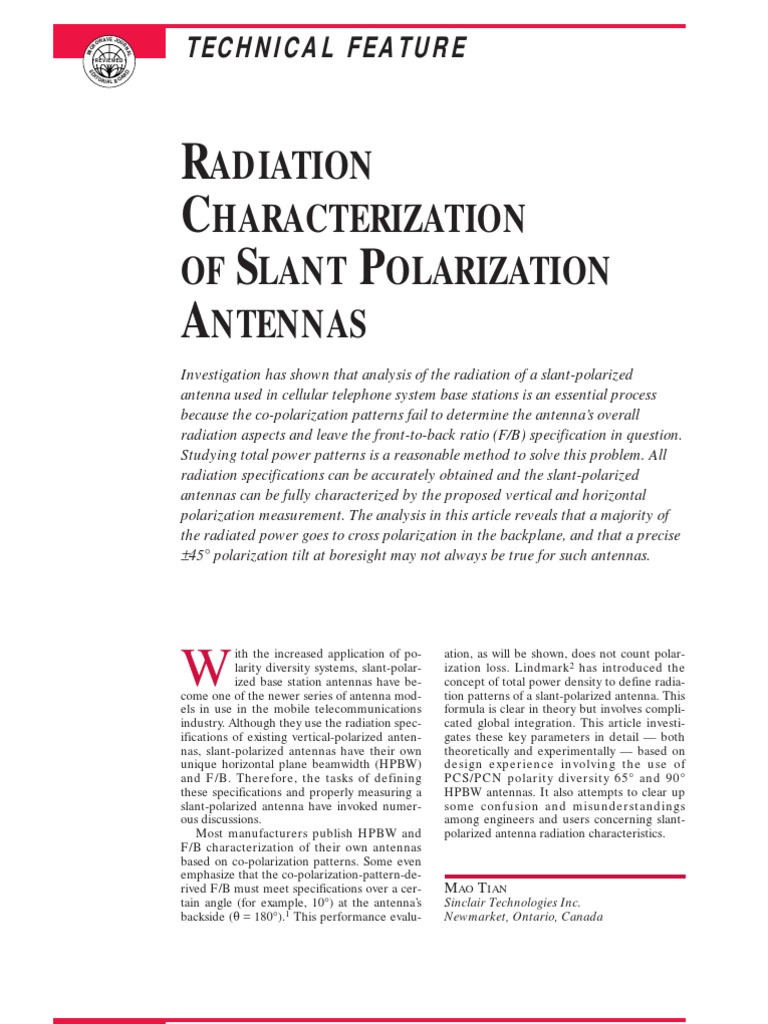 Slant-Polarized Antenna Radiation Analysis | PDF