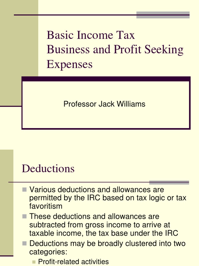 Basic Income Tax Business Expenses CAPX | Tax Deduction ...