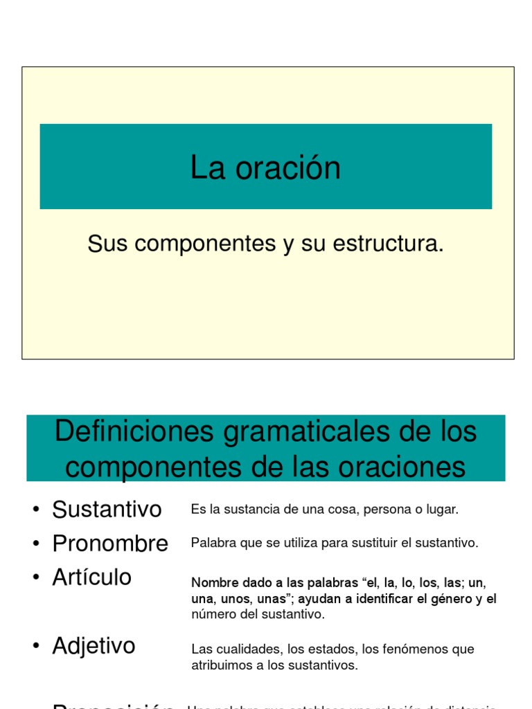 Estructura de la Oración en Español | PDF | Oración (Lingüística) | Palabra
