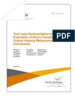 Slurry Transfer Line Critical Velocity Measurement Instruments