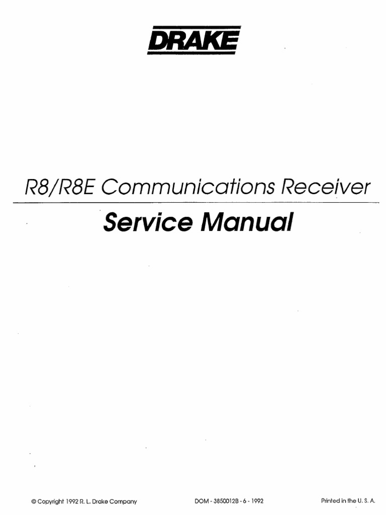 Drake R8 Receiver Service Manual | PDF