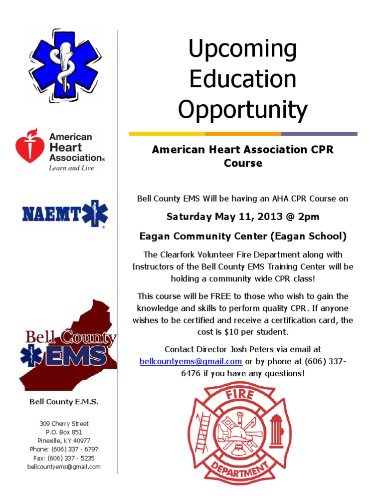 Free AHA CPR Course in Bell County | PDF