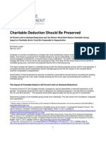 Charitable Deduction Should Be Preserved: 28 Percent Limit On Itemized Deductions and Tax Reform Would Both Reduce Charitable Giving Impact On Charitable Sector Could Be Comparable To Sequestration