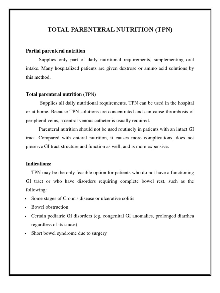 Pediatric Total Parenteral Nutrition Guide | PDF | Hypoglycemia | Nutrition