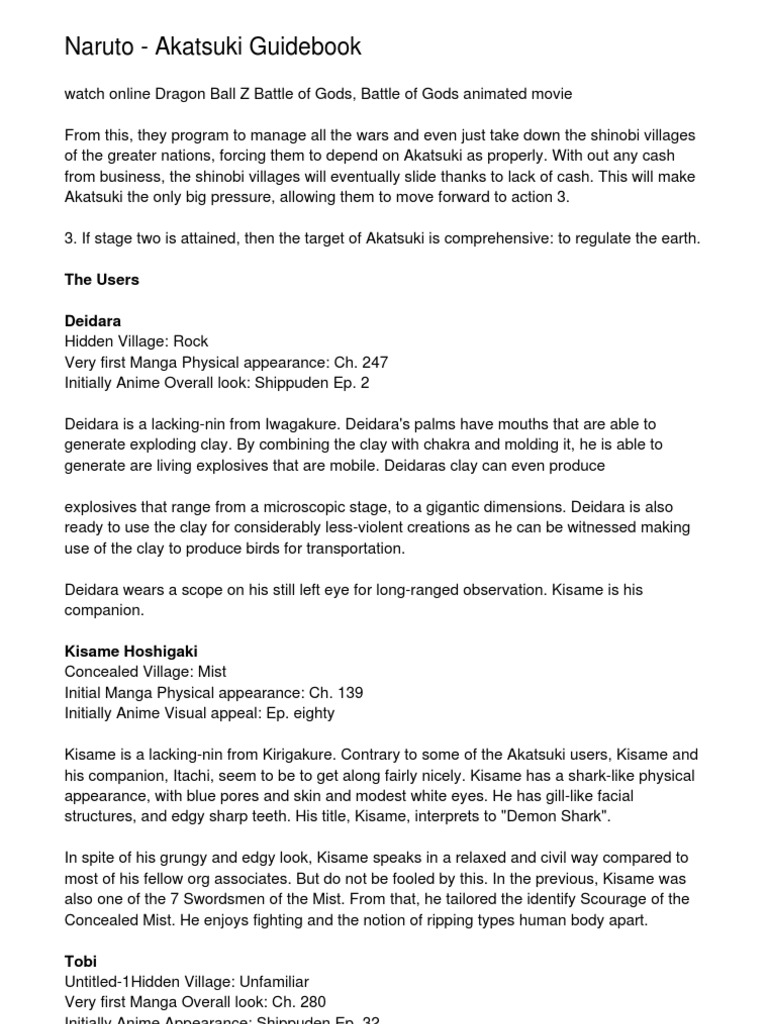 Naruto Akatsuki Guidebook Ninja Leisure