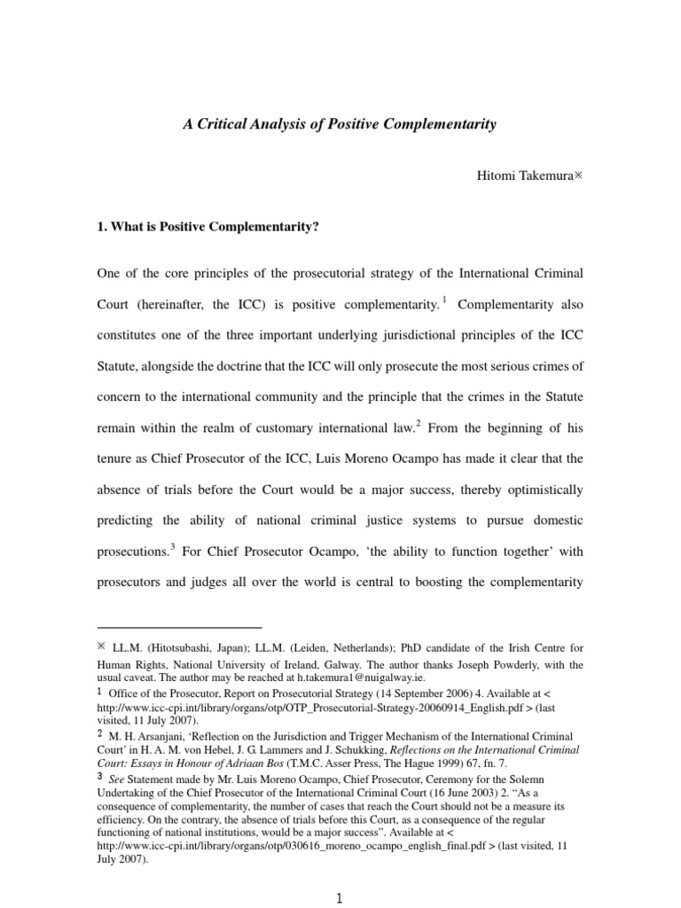 ICC Positive Complementarity Analysis | PDF | International Criminal ...