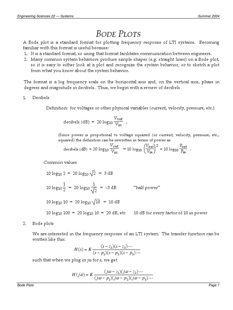 Bode Plots | PDF | Logarithm | Electrical Engineering
