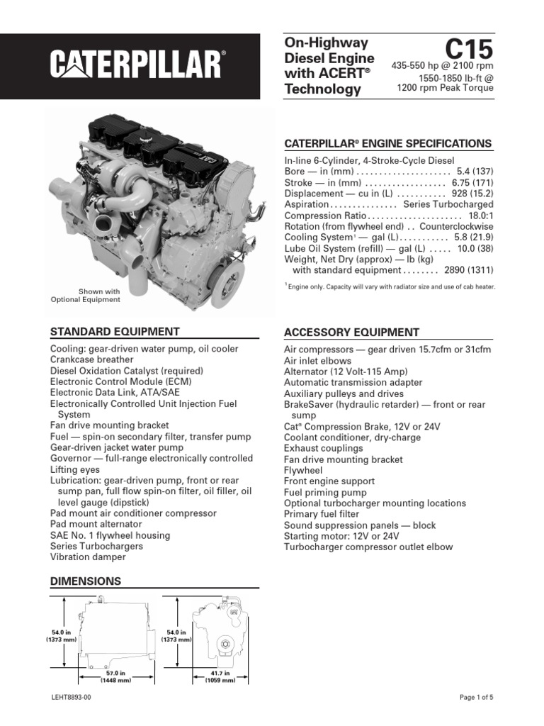 Caterpillar C15 Engine Specs | Horsepower | Torque