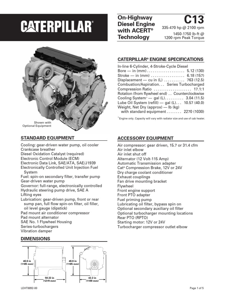 Caterpillar C13 Engine Specs | Horsepower | Torque