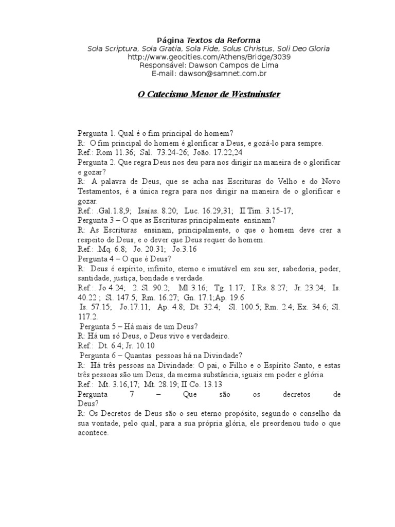 Catecismo Menor de Westminster PDF