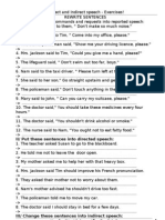 Direct and Indirect Speech Exercises