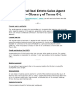 Queensland Real Estate Sales Agent Course - Glossary of Terms G-L